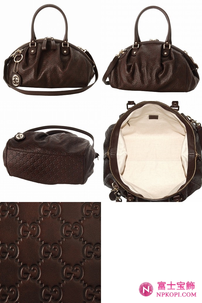 GUCCI/グッチ 2012年春夏SUKEYグッチシマGG柄Gチャーム付きミディアムボストンバッグ 223974 AA61G 2019 